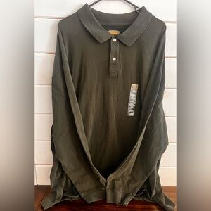 The Foundry Supply Co. Dark Green Gray Longsleeved Polo Shirt, Comfy and Classic